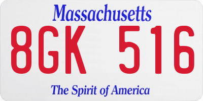 MA license plate 8GK516