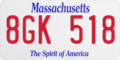 MA license plate 8GK518