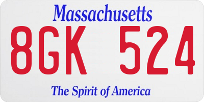 MA license plate 8GK524