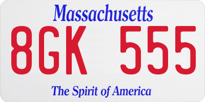 MA license plate 8GK555