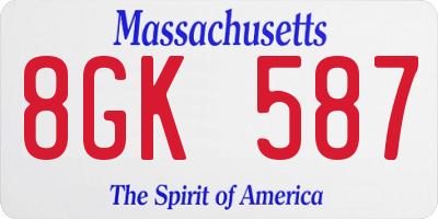 MA license plate 8GK587