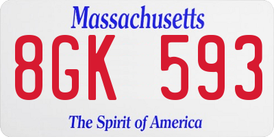 MA license plate 8GK593