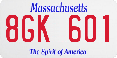 MA license plate 8GK601