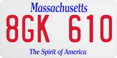 MA license plate 8GK610