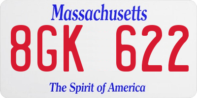 MA license plate 8GK622