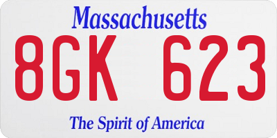 MA license plate 8GK623
