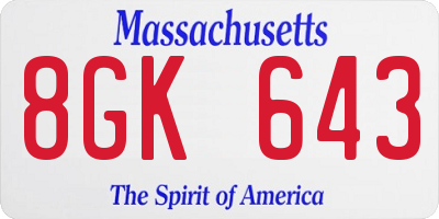 MA license plate 8GK643
