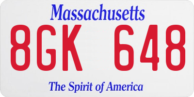 MA license plate 8GK648