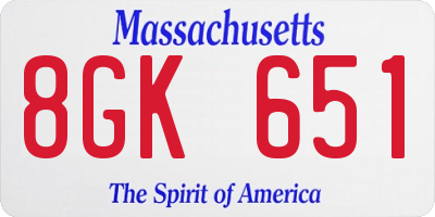 MA license plate 8GK651