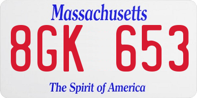 MA license plate 8GK653