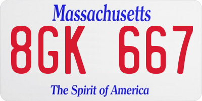 MA license plate 8GK667