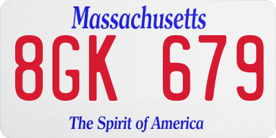 MA license plate 8GK679