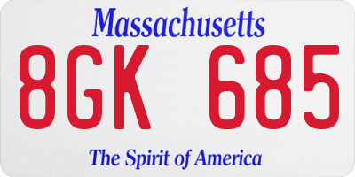 MA license plate 8GK685