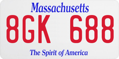 MA license plate 8GK688
