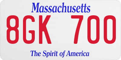 MA license plate 8GK700