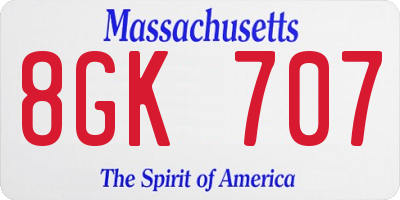 MA license plate 8GK707