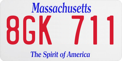 MA license plate 8GK711