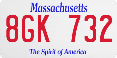 MA license plate 8GK732