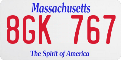 MA license plate 8GK767