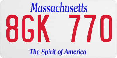 MA license plate 8GK770