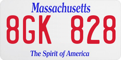 MA license plate 8GK828