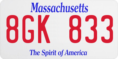 MA license plate 8GK833