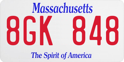 MA license plate 8GK848