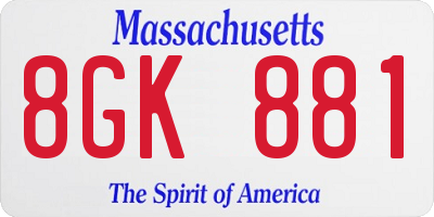 MA license plate 8GK881