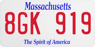 MA license plate 8GK919