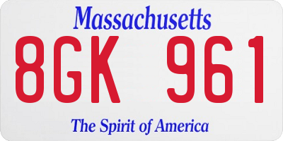 MA license plate 8GK961