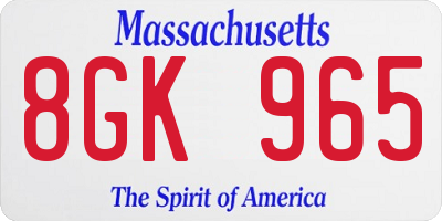 MA license plate 8GK965