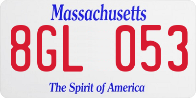 MA license plate 8GL053