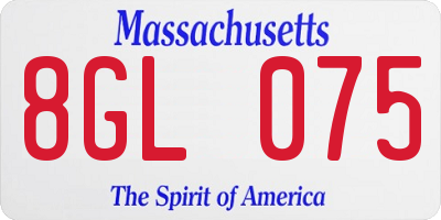 MA license plate 8GL075