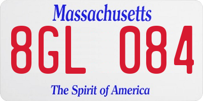 MA license plate 8GL084