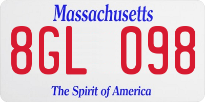 MA license plate 8GL098