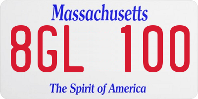 MA license plate 8GL100