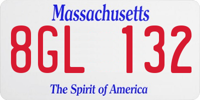 MA license plate 8GL132