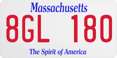 MA license plate 8GL180