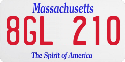 MA license plate 8GL210