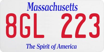 MA license plate 8GL223