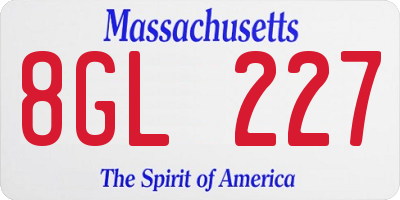 MA license plate 8GL227