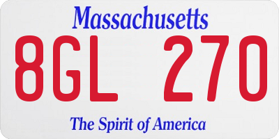 MA license plate 8GL270