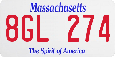 MA license plate 8GL274