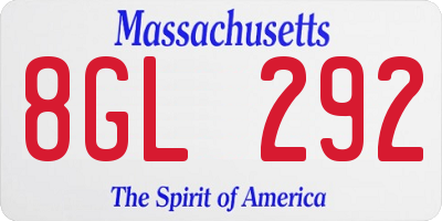 MA license plate 8GL292