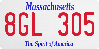 MA license plate 8GL305