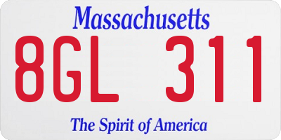 MA license plate 8GL311