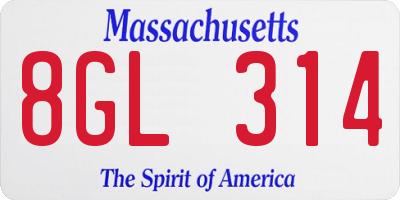 MA license plate 8GL314