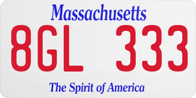 MA license plate 8GL333