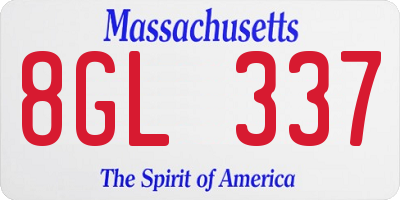 MA license plate 8GL337