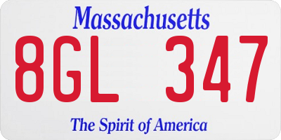 MA license plate 8GL347